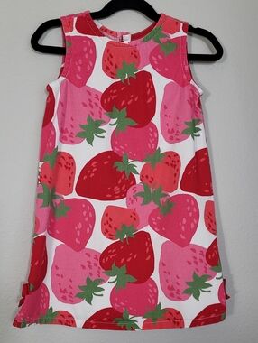 Crazy 8 Girls Strawberry Dress Size 5 / 5T Cotton Sleeveless Shift Dress Cottage